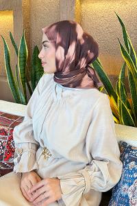 Lamelif Batik Desen Bambu Eşarp Kahverengi