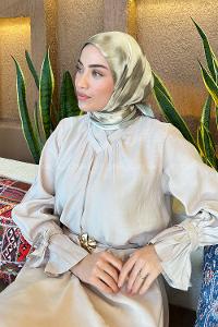 Lamelif Batik Desen Bambu Eşarp Mint Yeşili