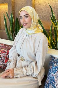 Lamelif Batik Desen Bambu Eşarp Sarı