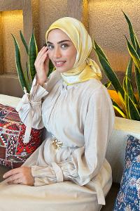 Lamelif Batik Desen Bambu Eşarp Sarı