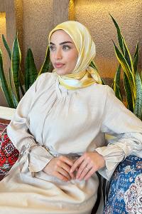 Lamelif Batik Desen Bambu Eşarp Sarı