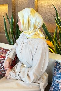 Lamelif Batik Desen Bambu Eşarp Sarı