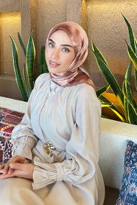 Lamelif Batik Desen Bambu Eşarp Sütlü Kahve