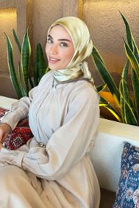 Lamelif Batik Desen Bambu Eşarp Yağ Yeşili