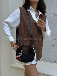 Lamelif Betty Süet Model Charm Hediyeli Kadın El Ve Omuz Çantası