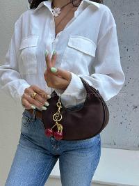 Lamelif Betty Süet Model Charm Hediyeli Kadın El Ve Omuz Çantası