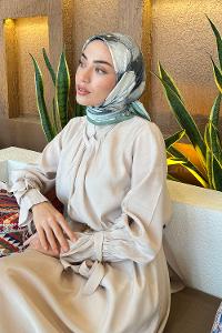 Lamelif Bohem Çiçek Desen Bambu Eşarp Adaçayı