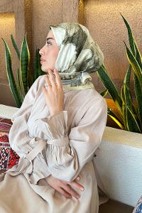 Lamelif Bohem Çiçek Desen Bambu Eşarp Sarı