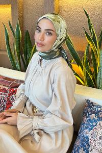 Lamelif Çiçek Desen Bambu Eşarp Adaçayı