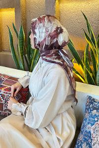 Lamelif Çiçek Desen Bambu Eşarp Bordo
