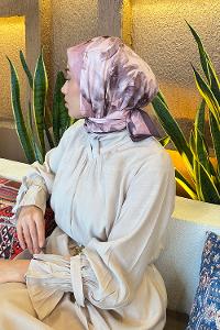 Lamelif Çiçek Desen Bambu Eşarp Gül Kurusu