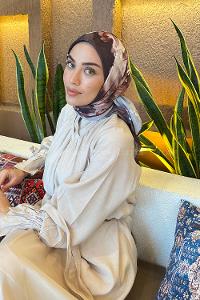 Lamelif Çiçek Desen Bambu Eşarp Koyu Bordo