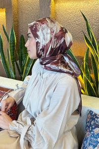 Lamelif Çiçek Desen Bambu Eşarp Koyu Bordo