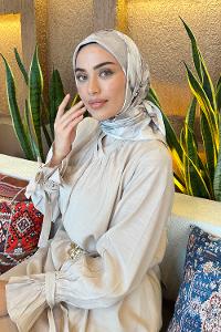 Lamelif Çiçek Desen Bambu Eşarp Taş