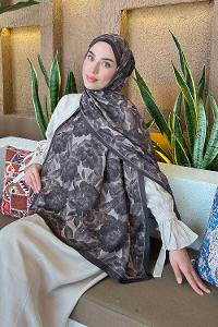 Lamelif Lotus Desen Bambu Şal Acı Kahve