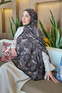 Lamelif Lotus Desen Bambu Şal Acı Kahve