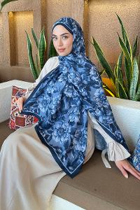 Lamelif Lotus Desen Bambu Şal İndigo