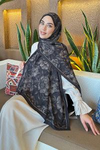 Lamelif Lotus Desen Bambu Şal Siyah