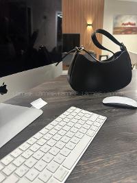 Kadın Kemer Aksesuarlı Baget Omuz Çantası Siyah