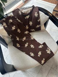 Brown Crew Neck Long Arm Without Accessories Combed Fabric Regular Trousers Comfortable Suit