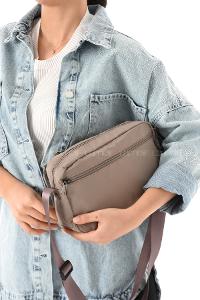 Lamelif San Morris Kadın 3 Gözlü Paraşüt Kumaş Ayarlanabilir Çapraz Askılı Çanta