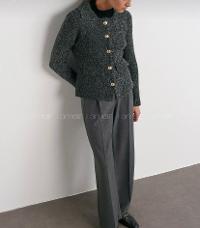 Lamelif Dilvin Polo Yaka Düğmeli Cep Detaylı Triko Hırka-Antrasit