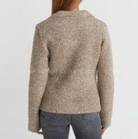 Lamelif Dilvin Polo Yaka Düğmeli Cep Detaylı Triko Hırka-Vizon