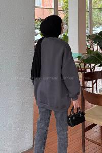 Lamelif Jasmin Bisiklet Yaka Oversize Sweat Antrasit