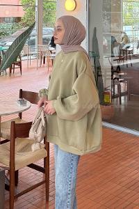 Lamelif Oversize Sweatshirt Çağla Yeşili