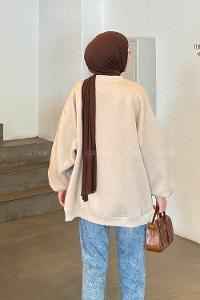 Lamelif Oversize Sweatshirt Krem