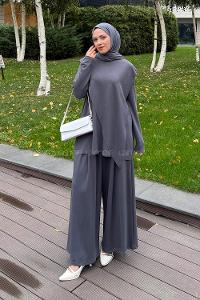 Lamelif Pelerinli Tesettür Takım Antrasit