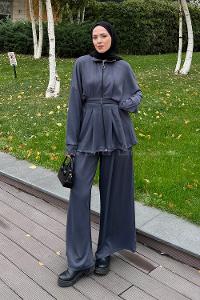 Lamelif Pile Detaylı Takım Antrasit