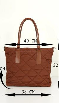 Lamelif Büyük Kapitoneli Yumuşak Dokulu Kadın Kol Çantası Taba