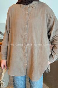 Soft Brown Shirt Collar Long Arm Linen Shirt