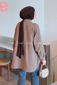 Soft Brown Shirt Collar Long Arm Linen Shirt