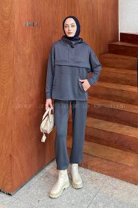 Lameli Kanguru Cep Modal Takım Antrasit