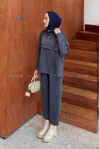 Lameli Kanguru Cep Modal Takım Antrasit