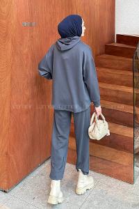 Lameli Kanguru Cep Modal Takım Antrasit