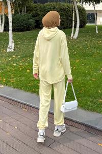 Lameli Kanguru Cep Modal Takım Sarı