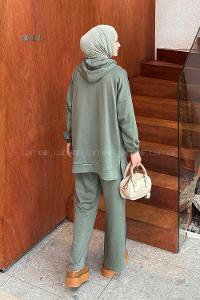 Khaki Hood Neck Long Arm Cotton Regular Trousers Comfortable Suit