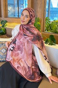 Rose Cotton Fabric Striped Printed Shawl