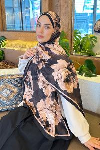 Lamelif Flower Desen Bambu Şal Acı Kahve