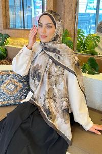 Lamelif Flower Desen Bambu Şal Mint Yeşili