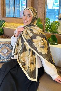 Lamelif Flower Desen Bambu Şal Sarı