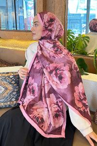 Lamelif Flower Desen Bambu Şal Şeker Pembe