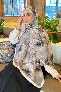 Lamelif Flower Desen Bambu Şal Toprak