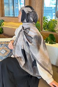 Lamelif Yaprak Desen Bambu Şal Asker Yeşili