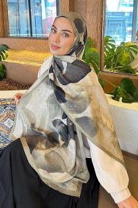 Lamelif Yaprak Desen Bambu Şal Mint Yeşili