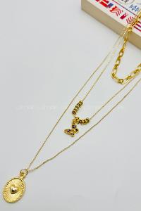 Lamelif Gold Kelebek 3lü Kombin Kolye Seti