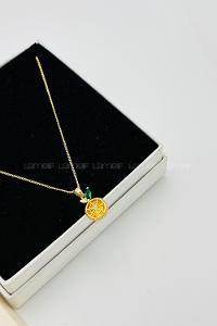 Lamelif Gold Kristal Taşlı Zirkon Portakal Kolye
